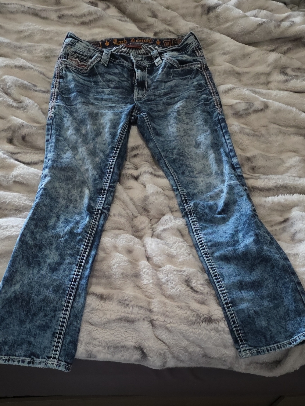 New Design from Rock Rivial. Acid Wash Straight Leg Jeans